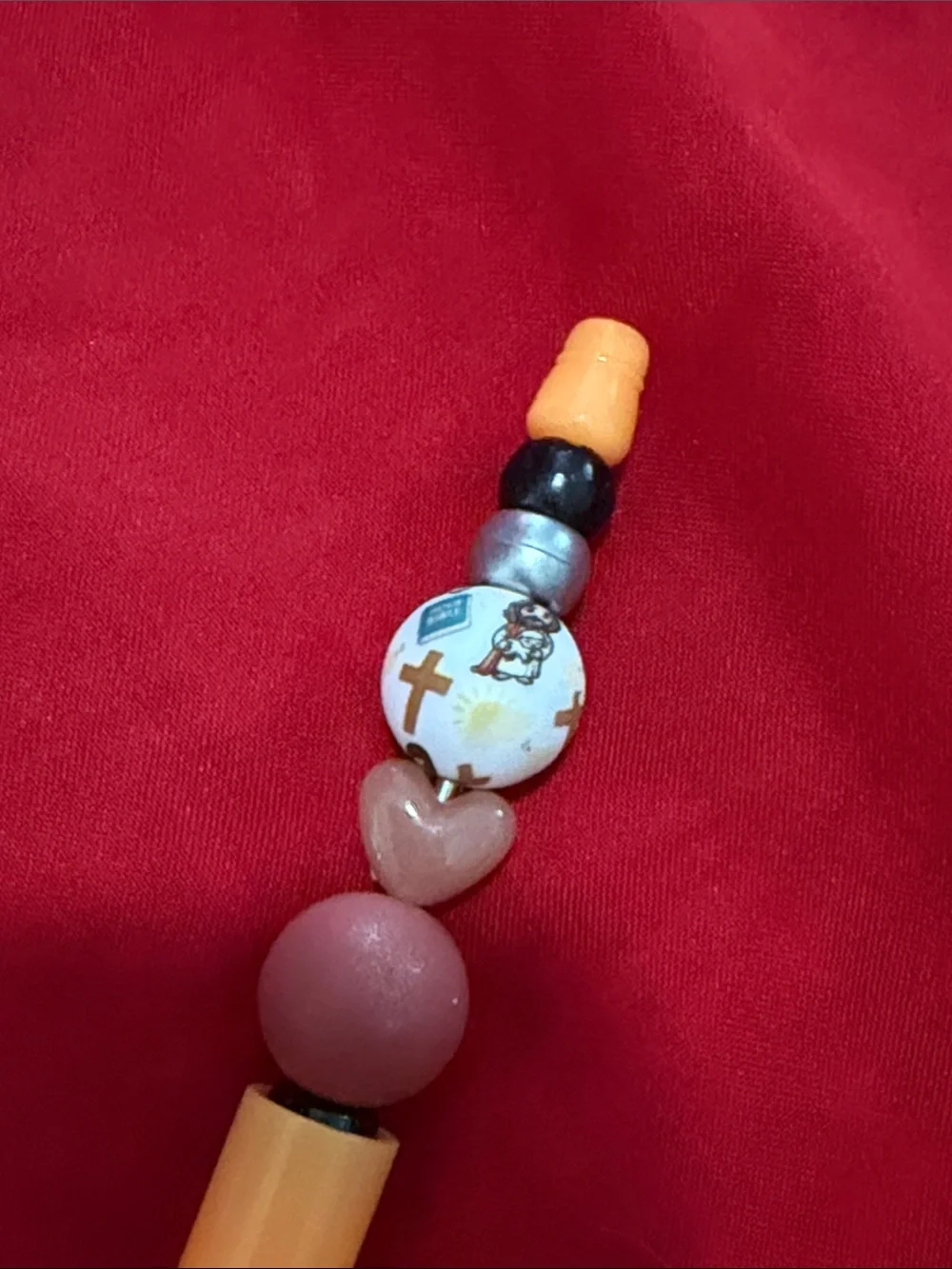 Decorative Orange Beaded Ballpoint Pen - Home Office